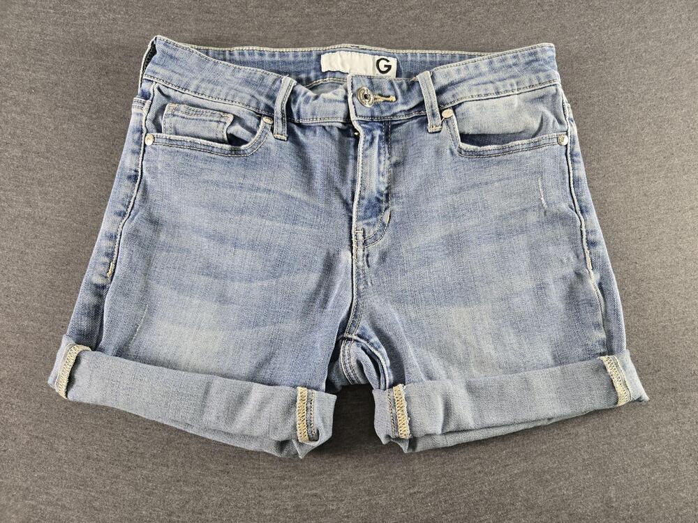 G By Guess Shorts Womens 32 Blue Bermuda Denim Cuffed 5 Pocket Casual Summer